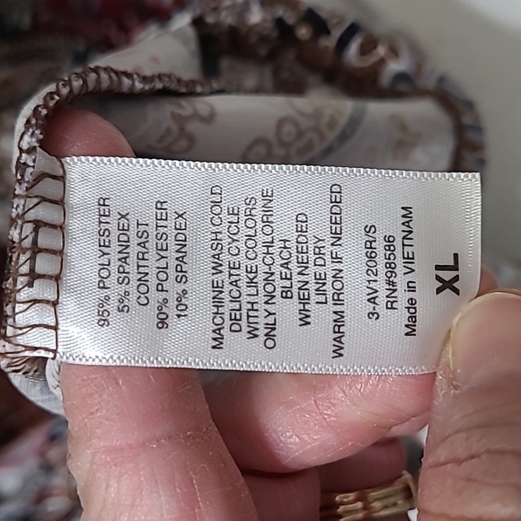 Ava James paisley boho top with velour details & bell sleeves size XL - Picture 8 of 9